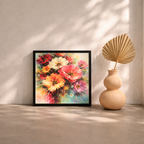 Floral Burst Framed Digital Print on MDF