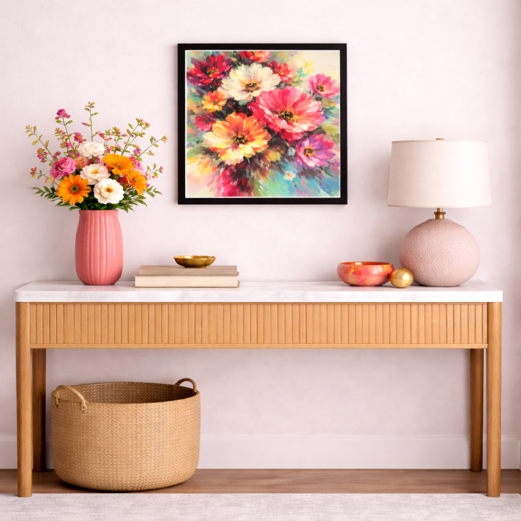 Floral Burst Framed Digital Print on MDF